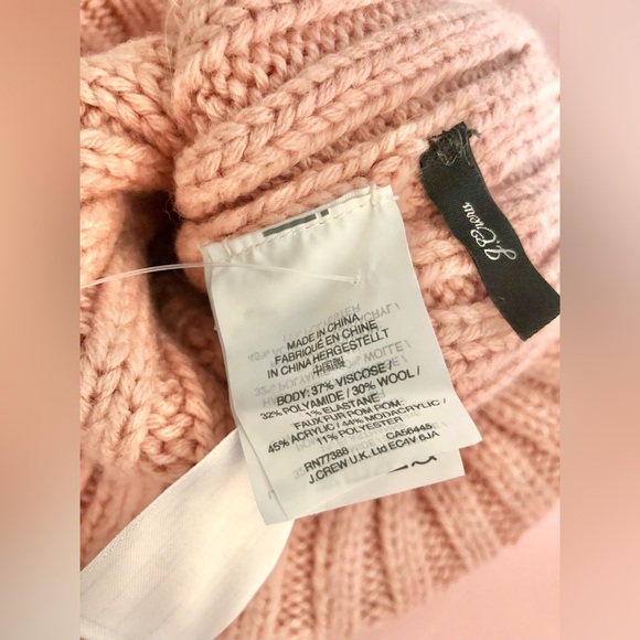 J Crew Pom Pom Beanie Hat Wool Blend - Picture 4 of 4